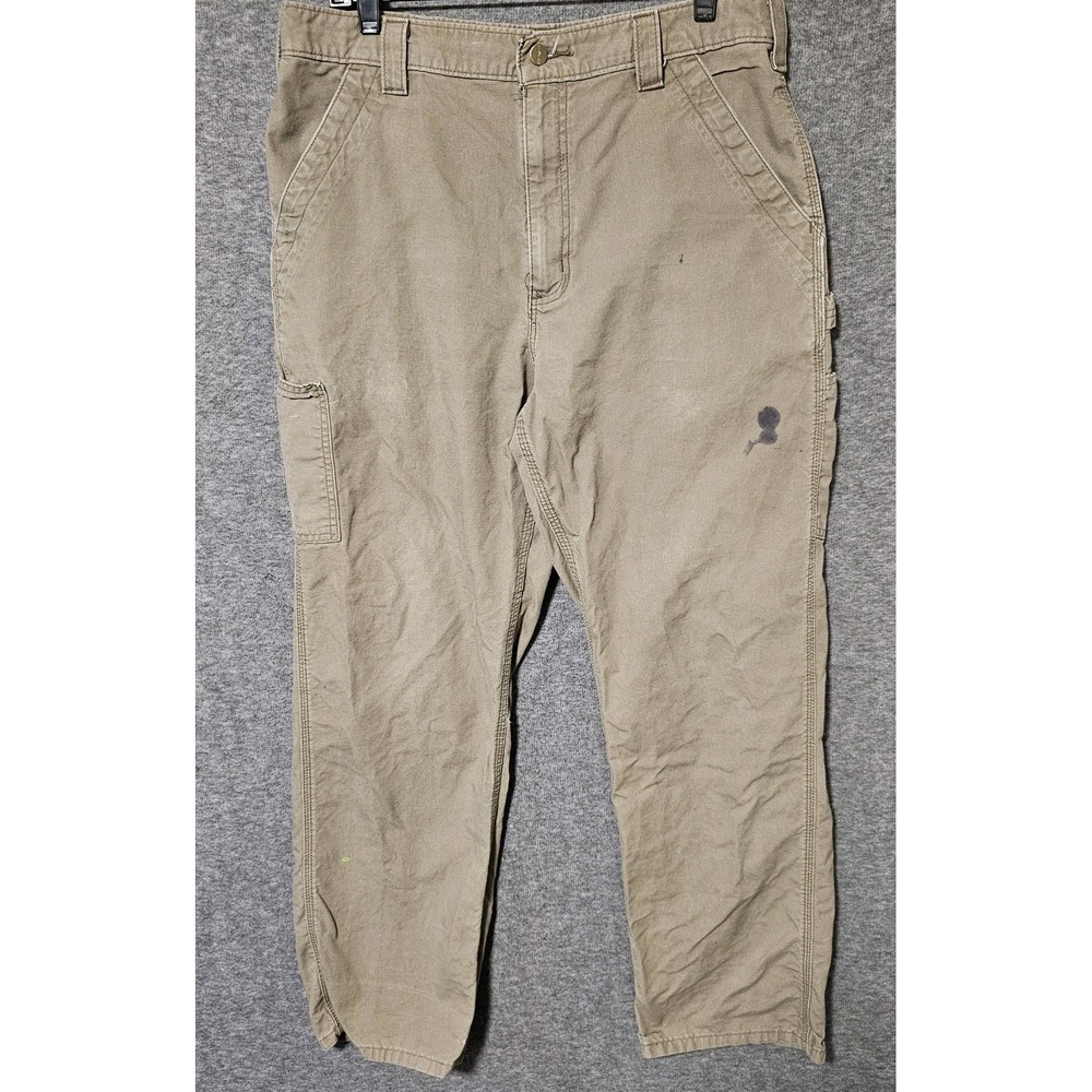 Carhartt Pants Mens 34x32 Brown B151-LBR Original Dungaree Fit Work Utility